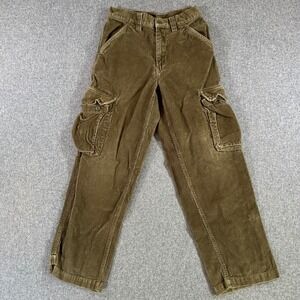 Gap Cargo Pants Women 26 Vintage 1999 Olive Brown Corduroy Utility Pockets